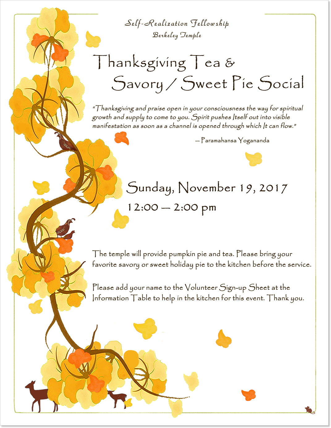 Thanksgiving Pie Social 2017